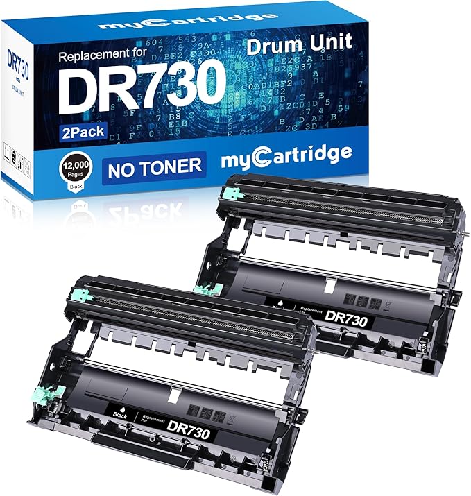 myCartridge Compatible DR730 Drum Unit Replacement for Brother DR-730 DR730 DR 730 to Compatible with MFC-L2710DW MFC-L2750DW HL-L2370DW HL-L2395DW DCP-L2550DW HL-L2350DW Printer (2 Drum, NOT Toner)