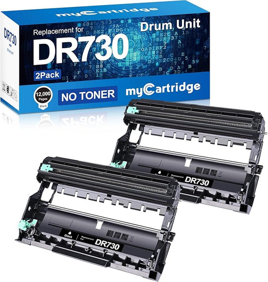 myCartridge Compatible DR730 Drum Unit Replacement for Brother DR-730 DR730 DR 730 to Compatible with MFC-L2710DW MFC-L2750DW HL-L2370DW HL-L2395DW DCP-L2550DW HL-L2350DW Printer (2 Drum, NOT Toner)