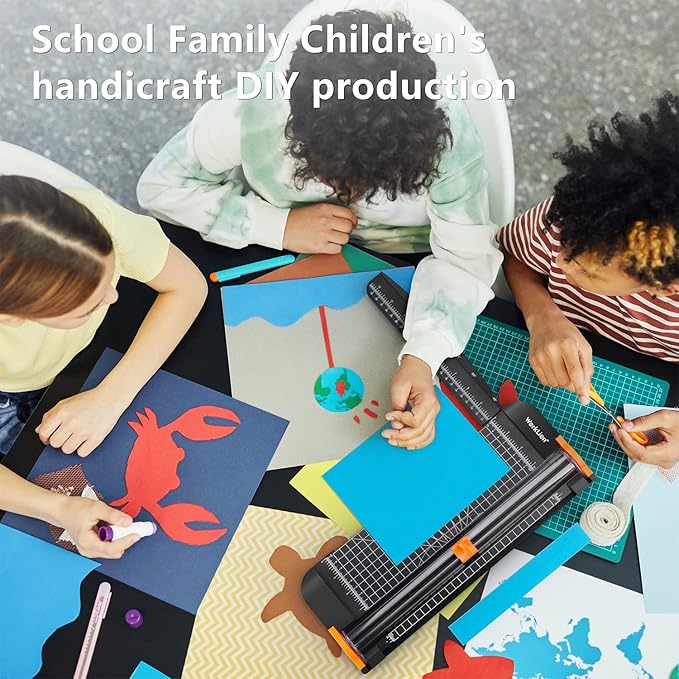 WORKLION Paper Cutter - A4 Paper Craft Cutter with Security Blade for Cut Gift Card, Coupon, Label, Cardstock, Photo, 12 inch Black Office Paper Trimmer