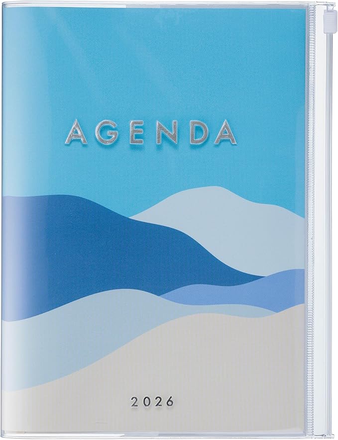 MARK'STYLE A5 Weekly Vertical Planner 16 Months (Sep. 2025 – Dec. 2026) with Soft Transparent PVC Cover,Refillable, Pocketed, for Daily Organizing & Planning (Mountain Blue)