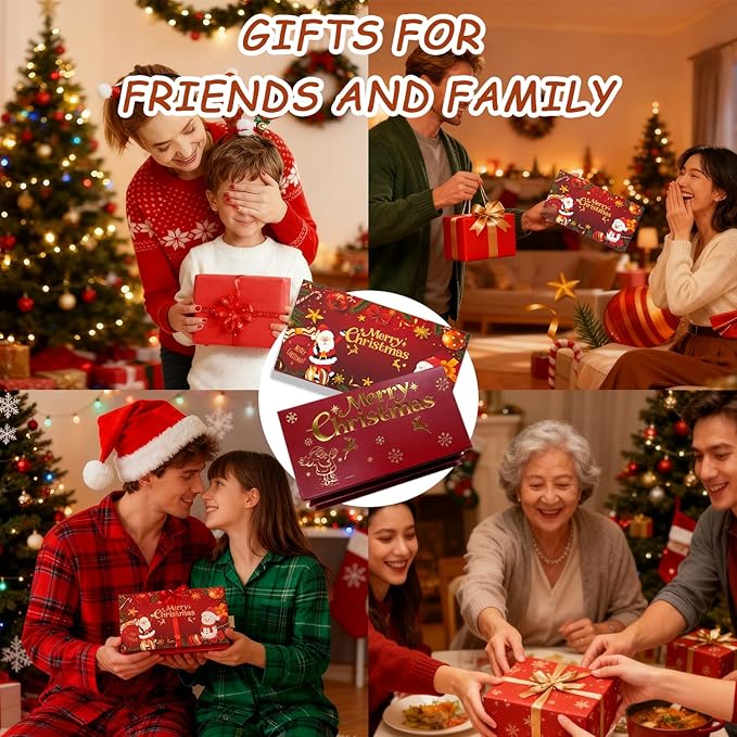 Christmas Cash Gift Envelopes 6 Slots, 2026 Upgrade Christmas Cash Gift Envelope, Surprise ChristmasGift Card Holder for Checks or Cards (Style-B)