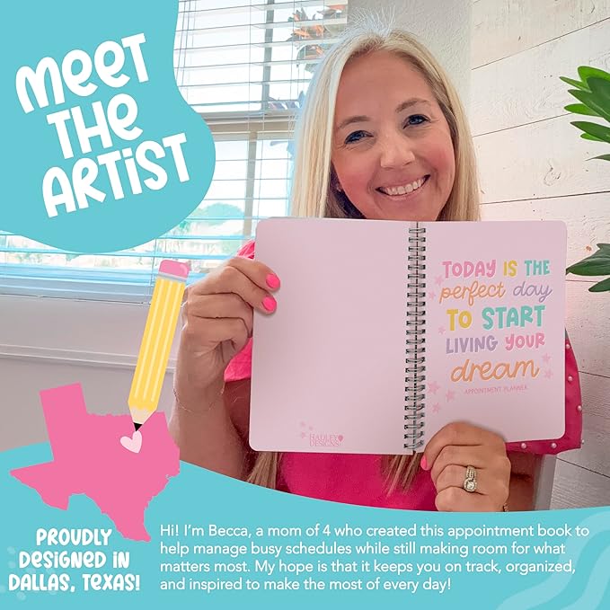 Weekly Appointment Book 2026-2027 - Hourly Appointment Book, Vertical Weekly Planner 2026-2027, Monthly Schedule Books, Pink Daily Planner With Hourly Schedule