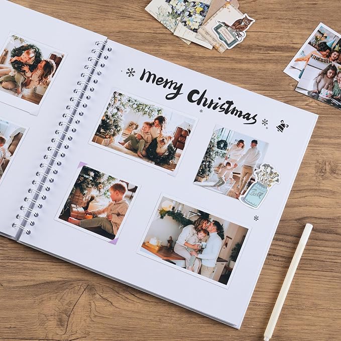 potricher 12 x 12 Inch DIY Scrapbook Album 40 Pages Hardcover Kraft Paper Scrap Book Photo Albums Memory Book for Wedding and Anniversary Family (White, 12 Inch)