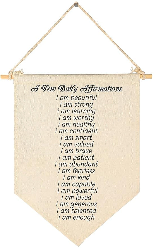 Daily Affirmations Wall Flag-Positive Affirmation Banner Decoration-Counseling Office Decor- Social Worker School Psychologist Wall Decor-Counselor Door Gifts-Therapist Sign-Mental Health Banner