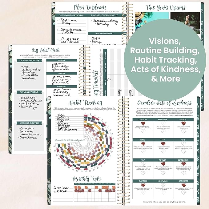 bloom daily planners 2026 Planner (January - December) Calendar Year Organizer - 5.5” x 8.25” - Weekly & Monthly Agenda Book with Stickers & Bookmark - Eucalyptus, Green