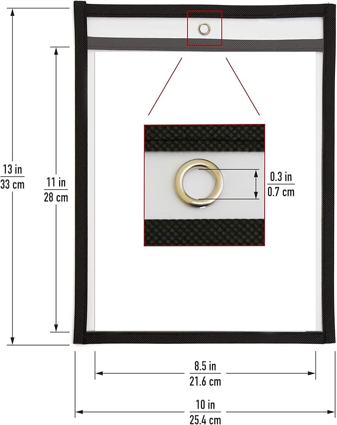 Job Ticket Holders 9x12 - (30 Pack), 8.5 x 11 Letter Size, Dry Erase Pockets, Clear & Black Plastic Sleeves - Reusable, Water-Resistant