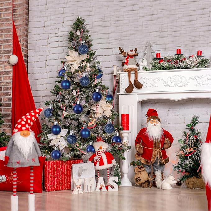 30ct Christmas Ball Ornaments, 1.18" Shatterproof Christmas Tree Decorations, Perfect Hanging Ball for Indoor/Outdoor Holiday Party Decor (Dark Blue)