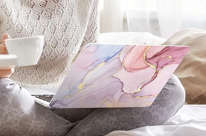 DONGKE Compatible with MacBook Air 13 inch Case 2021 2020 2019 2018 Release A2337 M1 A2179 A1932 with Retina Display & Touch ID, Plastic Hard Shell & Keyboard Cover - Marble