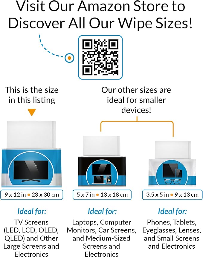 iCloth XL Screen Cleaning Wipes, Lint-Free and Streak-Free, Fast-Drying, Removes Dust, Fingerprints, and Smudges (24 XL Wipes)