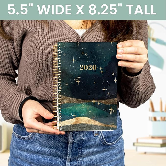 bloom daily planners 2026 Planner (January - December) Calendar Year Organizer - 5.5” x 8.25” - Weekly & Monthly Agenda Book with Stickers & Bookmark - Celestial Skies