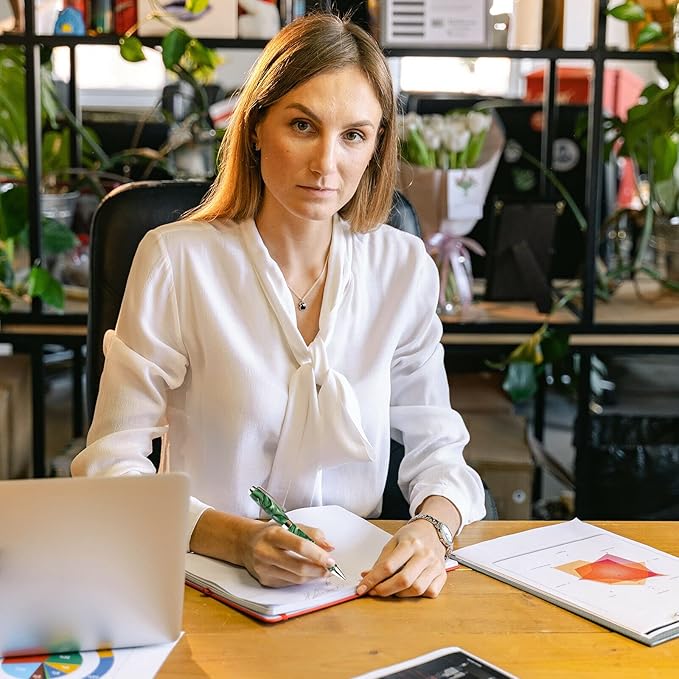 Lanier Pens Tuscany Green & Black Ballpoint Pen - Marbleized Gloss Body