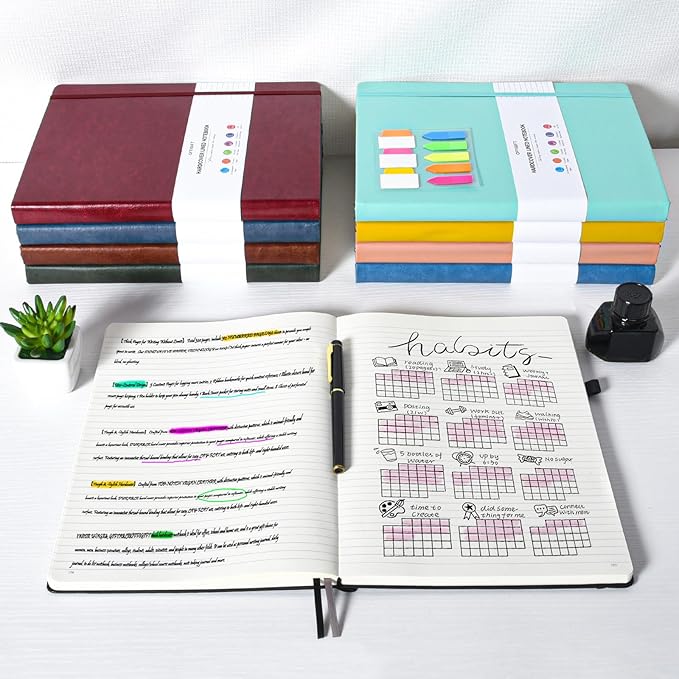 College Ruled Notebook, Large A4 Hardcover Leather Journal, 312 Numbered Pages Writing Journal, 100gsm No Bleed Paper, Lined Journal Notebook for Women Men School Office, 8.5''×11'', Burgundy