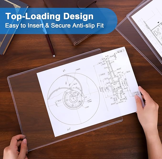 Ndsox 10 Pack 9" x 12" Rigid Print Protectors Clear Hard Plastic Sheet Protectors Top Loading for Photographs, Photo Papers, Posters, Prints, Birth Certificates, Heavy Duty No-Hole Rigid Photo Sleeves
