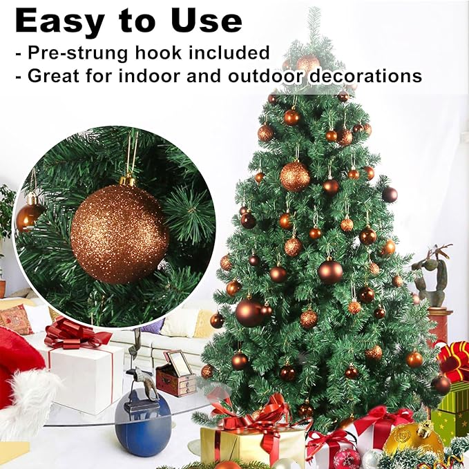 Bronze 4.0" Large Christmas Balls - Christmas Tree Decoration Ornaments Shatterproof Hanging Balls for Birthday Halloween Holiday Wedding Decorations Set of 4pcs