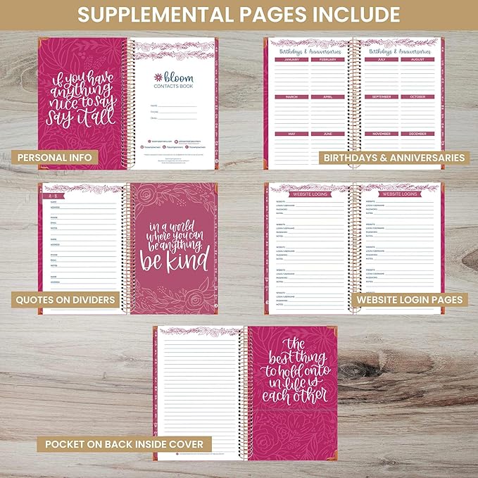 bloom daily planners NEW Address Book with Alphabetical Tabs - Hardcover Phone Book Organizer for Telephone Numbers, Passwords, Birthdays & Anniversaries (6” x 8.25”) - Vintage Floral