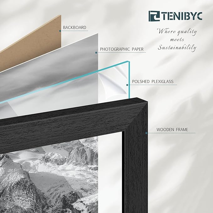 20x28 Picture Frames Set - 3 Pack - Black Solid Wood Poster Frame - Exclusive Woodgrain - Rooms, Offices, Gallery, Studio, and Hallway, Wall Display Decor