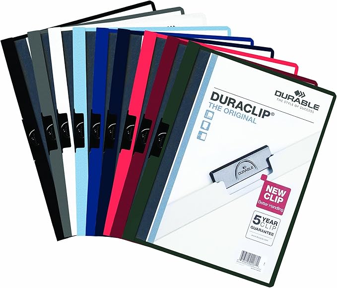 Durable Report Cover with DURACLIP - Letter-Size - Holds Up to 30 Pages - Clear Cover in Black - 25 Per Box