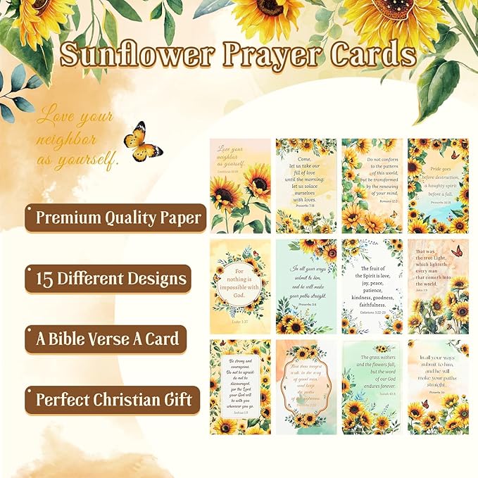 Sunflower Gift Set for Women - 25 Sheets Planner Stickers 600+ Stickers, Weekly Prayer Journal, Crochet Keychain, Metal Bookmark, 30 Prayer Cards, Gift for Women Teens, Christian Gifts, Birthday Gifts