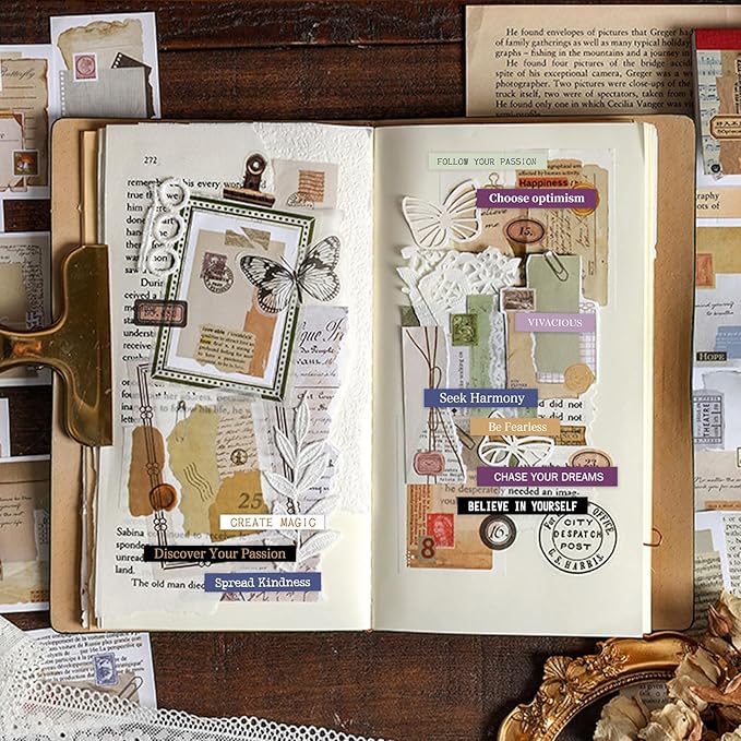 Scrapbook Supplies, 40 Sheets 2370 Pcs Word Quote Stickers Scrapbooking Supplies, Junk Journal Supplies for Scrapbook Junk Journal Bullet Journal DIY Craft Card Making