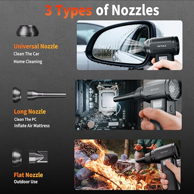 Compressed Air Duster-560g Super Power Airflow Electric Air Duster,10000mAh Rechargeable Cordless Mini Blower with LED Display,10-Gear Adjustable Dust Blower for Computer Keyboard, Car, Home, Outdoor