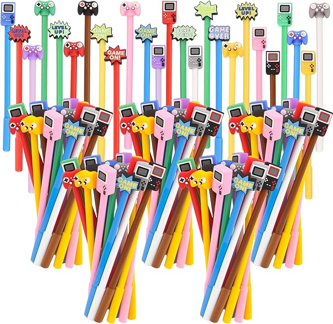 100 PCS Video Game Cartoon Cute Fun Pens Kawaii Games Handle Level Up Games Console Shape Gel Black Ink Pen Cute Video Game Pens for School Office Home Present