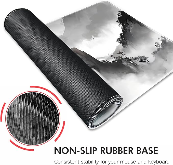 Galdas Gaming Mouse Pad XXL XL Large Long Extended Big Mousepad Non-Slip Rubber Keyboard Mouse Pad with Stitched Edges for Laptop Home Office (31.5x11.8x0.08 Inch) … (Black Ink)