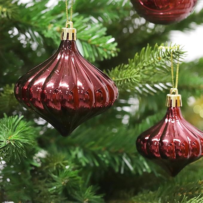 Christmas Ornaments Set with 36pcs Shatterproof Christmas Tree Decorations Multi-Size Christmas Ball Ornaments with 7 Styles Burgundy