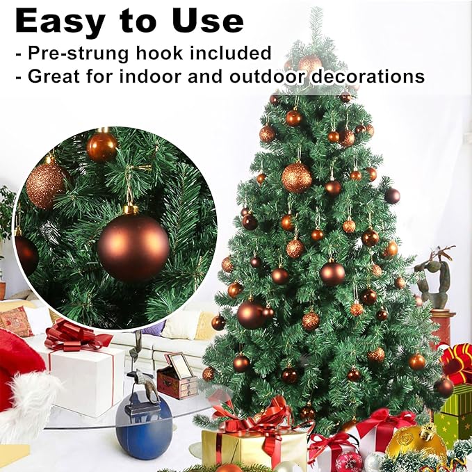 Bronze 3.2" Large Christmas Balls - Christmas Tree Decoration Ornaments Shatterproof Hanging Balls for Birthday Halloween Holiday Wedding Decorations Set of 10pcs