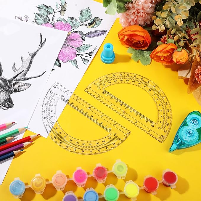 Zonon 3 Pieces Plastic Protractors Bulk Classroom Clear Math Protractors 180 Degrees 6 Inch for Geometry Student, Angle Measurement, Students Back to School Supplies Office Supplies