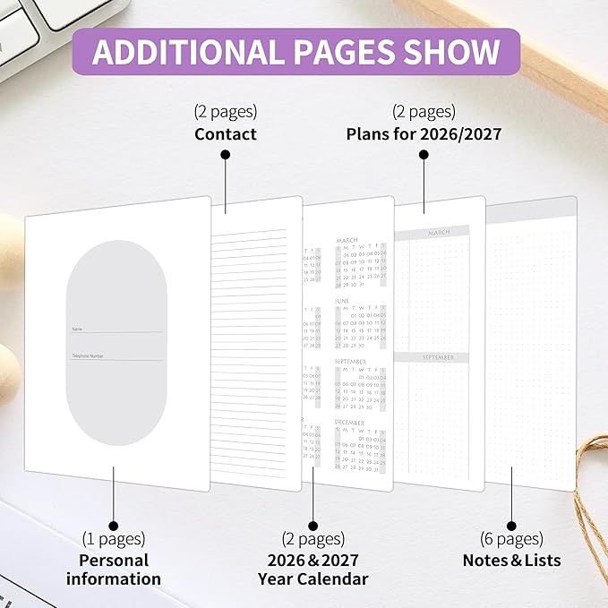 Monthly Planner 2026-2027 - 2 Year Monthly Planner Calendar 2026-2027, Jan. 2026 - Dec. 2027, 7.3" * 9.5", 24 Months Calendar Planner with Note Pages, for Office, School Home Planning - Purple