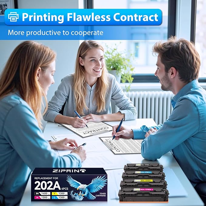 ZIPRINT Compatible Replacement for HP 202A 202X CF500A Toner Cartridge Compatible for HP Color Laserjet Pro MFP M281fdw M254dw M281cdw M281fdn M254dn M254nw M281 M254 Printer (B/C/Y/M,4-Pack)