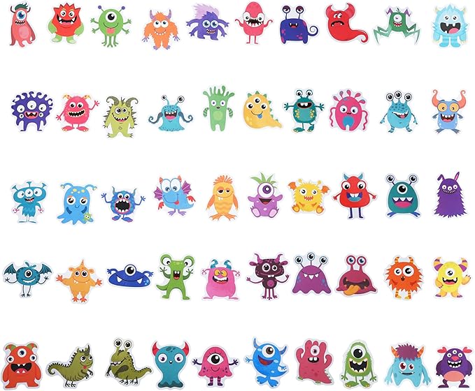 100 Pack Monster Stickers, Monster Party Favors, Birthday Decorations