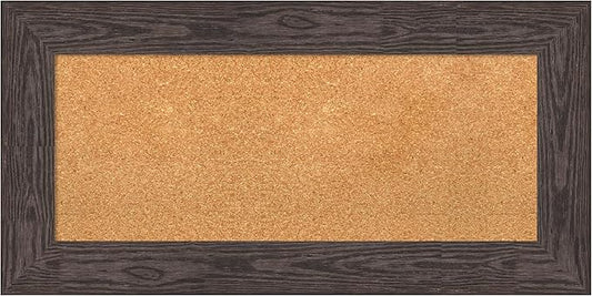 Amanti Art Natural Cork Board for Wall, 18x36 Vision Board with Black Wood Frame, Medium Corkboard Office Decor for Home Organization, Country Rustic Corkboard Pinboard to Display Items for Home