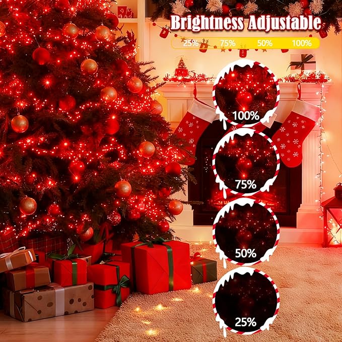 2025 New Voice Control 88ft 240LED Smart Christmas String Lights Outdoor/Indoor | String Lights with Remote, 12Modes, 7Voice Commands & Timers, Christmas Twinkle Light for Xmas Tree Decor (Red)