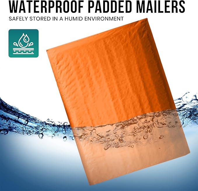 Levex - #000 4" x 8" [5 Pack] Orange Poly Bubble Mailers, Padded Envelope Mailers, Packing Envelope & Mailing Bags for Shipping