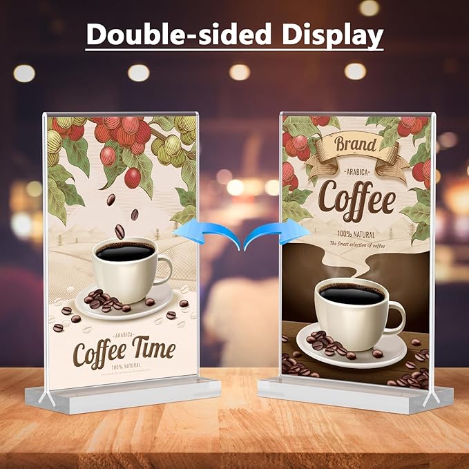MaxGear 4x6 Acrylic Sign Holder 24 Pack, Double Sided Display Stand, Clear Paper Holder Picture Frame, Plastic Menu Holder Photo Frame Poster Stand for Stores, Restaurants, Hotels, Office