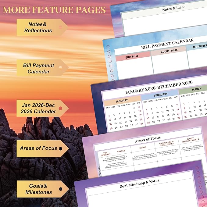 CAGIE 15 Month Planner Oct 2025-Dec 2026 Hourly Daily 2025-2026 Weekly Monthly Planners for Women 25-26 Day Hardcover Calendar Agenda with Stickers, 8.5 x 11