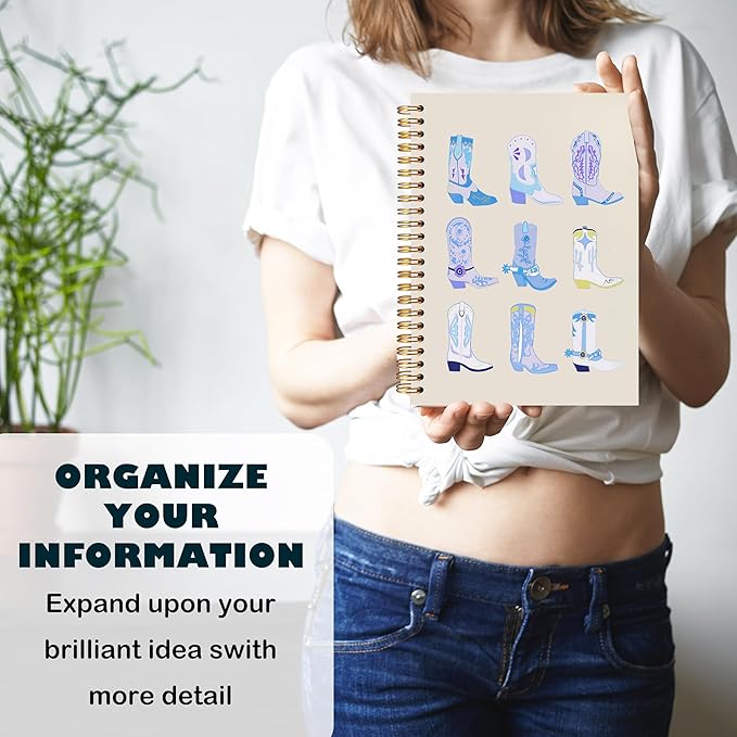 BearCake Blue Cowgirl Boot Notebook, Cowgirl Stuff, Cowgirl Gifts, Western Office Supplies, Western Stuff for Women, Boho Western Notebook Journal 5.5x8.3