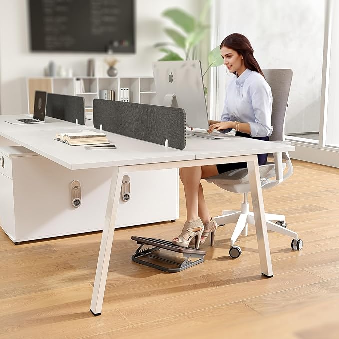 Foot Rest for Under Desk at Work, Ergonomic Wooden Desk Foot Rest with 7 Adjustable Angles, Anti-Slip Footrest Comfortable Foot Stools for Office Leg Rest, No Assembly