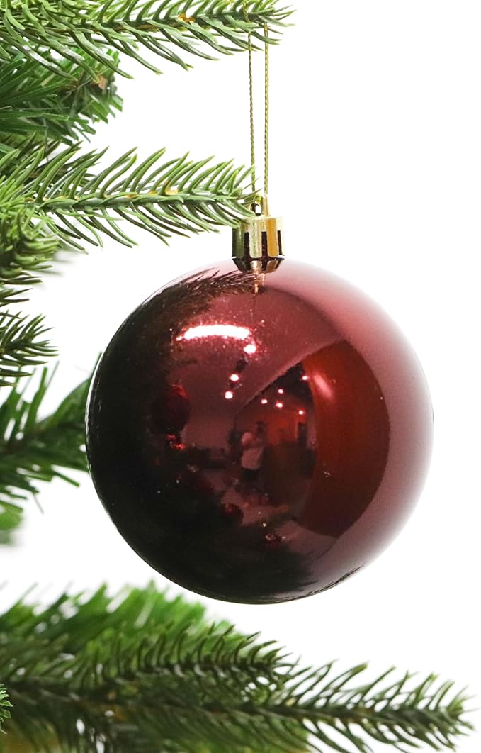 Christmas Ornaments Set with 36pcs Shatterproof Christmas Tree Decorations Multi-Size Christmas Ball Ornaments with 7 Styles Burgundy