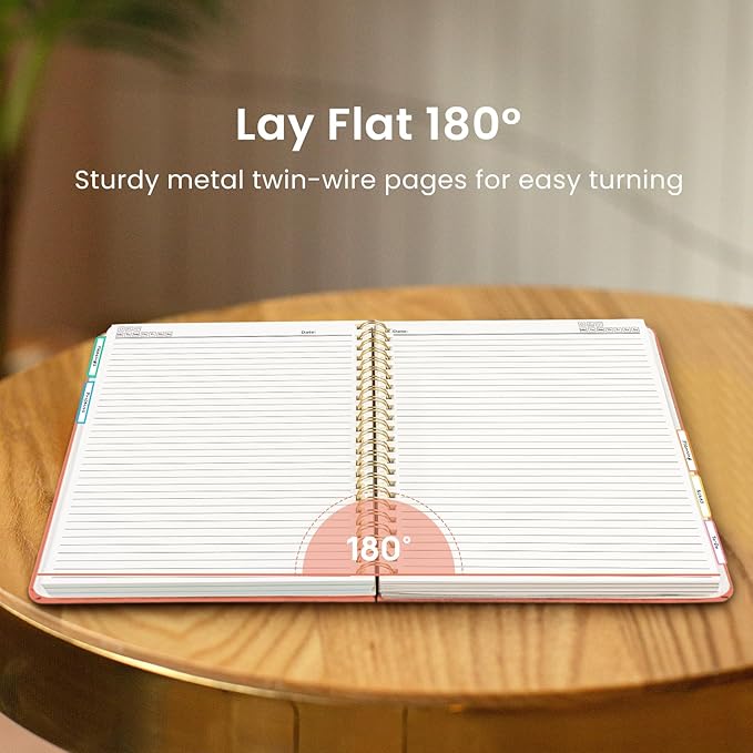 Hardcover Spiral Journal Notebooks for Work With Removable Dividers & Tabs, 8.5"x11" 5 Subject Notebook for Note Taking & Organizer, A4 College Ruled Lined Journal for Women & Writing, Coral, 280 Pages