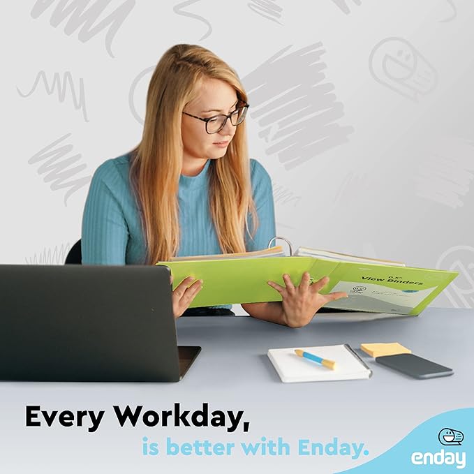 ½ Inch 3 Ring Binder Green, .5 Inch Round Ring Clear View Cover with 2 Inside Pockets Binders, Colored School Supplies Binders, Also Available in Pink, Red, Purple, Blue, and Grey (6 PC) – by Enday