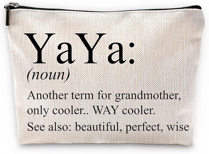 Sufamb Yaya Makeup Bag - Grandma's Birthday & Mother's Day Gift - Small Cosmetic Pouch for Purse