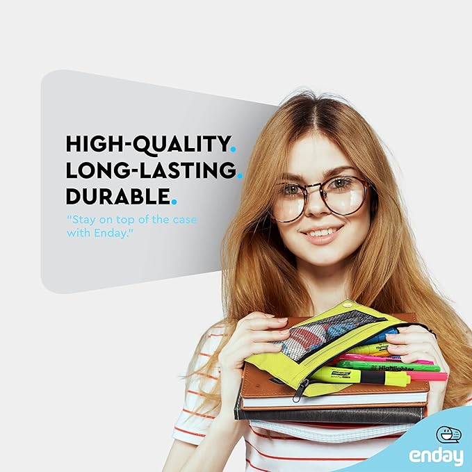 Enday Green Pencil Pouch For 3 Ring Binder, Zippered Binder Pencil Pouches, 3 Ring Pencil Pouch for Binder, Pencil Case for Binder, Large Pencil Bags for School, Home, and Office (2 Pack)