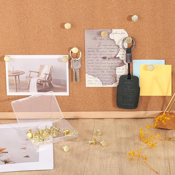 30 Count Jumbo Metal Push Pins 1.14 Inch Gold Giant Thumb Tacks for Wall Hangings 20 Lbs Poster Pins for Cork Board Bulletin Maps Office Home Classroom Decorative