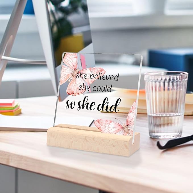 Inspirational Gifts for Women, Encouragement Motivational Gifts for Women She Believed She Could So She Did Desk Decorative Sign, Congratulations Gifts New Job Gifts Graduation Gifts for Her