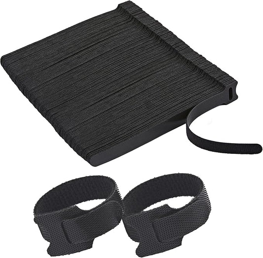 200 PCS Reusable Cable Ties with Hook and Loop, Multi-purpose Adjustable 8 Inch Cable Management Wire Ties Cable Straps for Organizing Home, Office and Data Centers (Black)