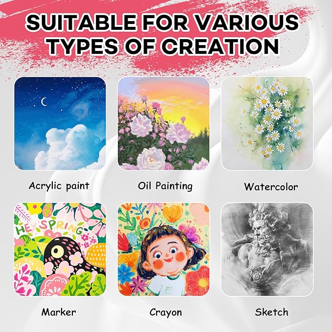 ESRICH Small Canvases for Painting 5x7IN, 96 Pack Small Canvas Boards Painting Canvas Primed Acid-Free Blank Canvas Panels for Oil Paint, Watercolor, Acrylic Paint, Gouache &Tempera.