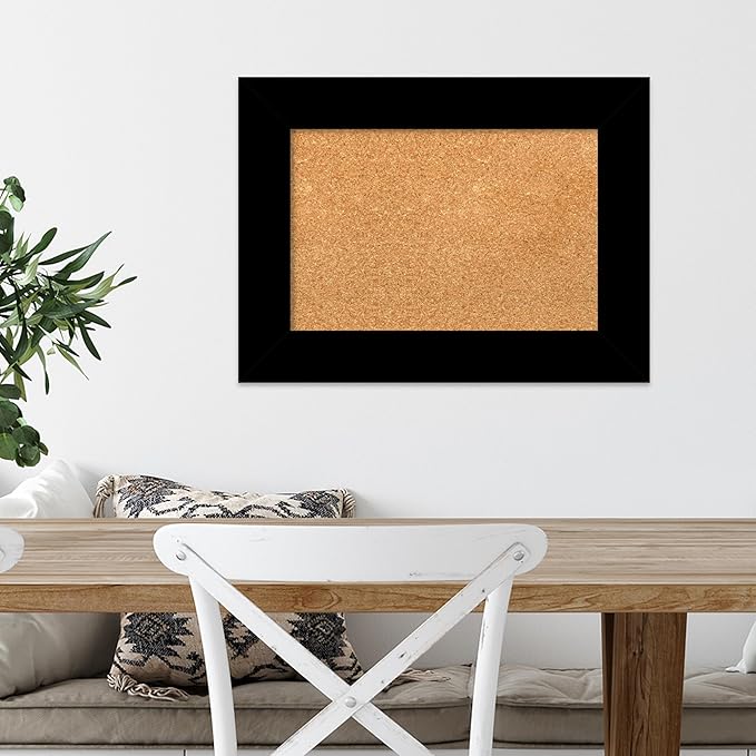 Amanti Art Natural Cork Board for Wall, 17x23 Vision Board with Black Wood Frame, Small Corkboard Office Decor for Home Organization, Casual Corkboard Pinboard to Display Items for Home Organization