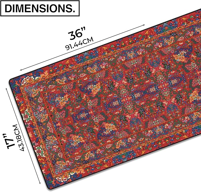 MPCO. Arabic Textiles Large Gaming Desk Pad - 36" x 17" Aeroglyde Fabric Cobalt-and-Clover Desk Mats - Non-Slip, Washable, Smooth Glide for Precision Gaming & Work